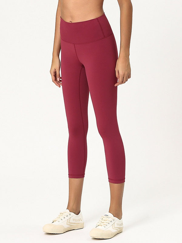 Solid Color Skinny Cropped Legging For Yoga Mssza