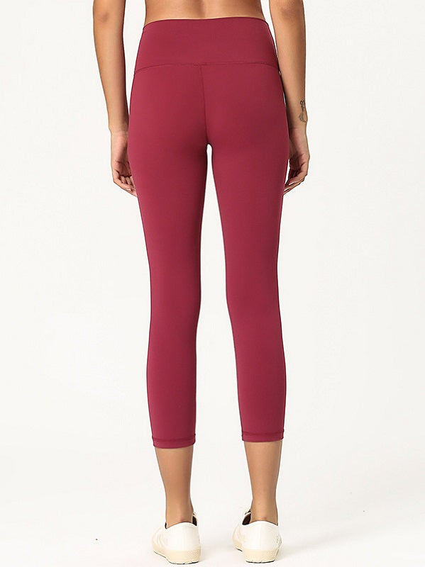 Solid Color Skinny Cropped Legging For Yoga Mssza