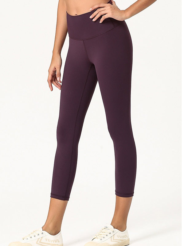 Solid Color Skinny Cropped Legging For Yoga Mssza