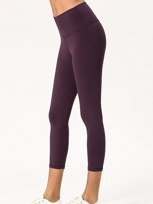 Solid Color Skinny Cropped Legging For Yoga Mssza
