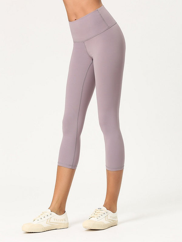 Solid Color Skinny Cropped Legging For Yoga Mssza