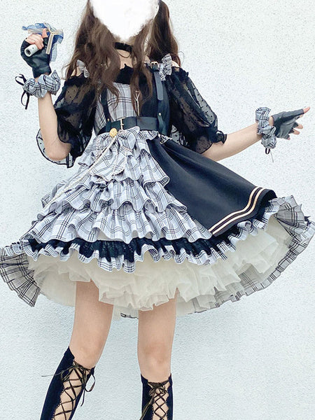 Idol Declaration Lolita JSK Two Tone Plaid Jumper Skirts Mssza