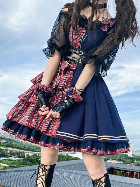 Idol Declaration Lolita JSK Two Tone Plaid Jumper Skirts Mssza