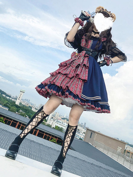 Idol Declaration Lolita JSK Two Tone Plaid Jumper Skirts Mssza