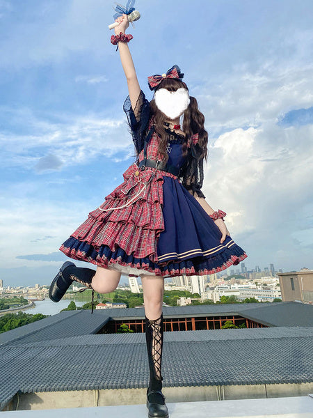 Idol Declaration Lolita JSK Two Tone Plaid Jumper Skirts Mssza
