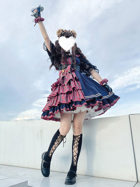 Idol Declaration Lolita JSK Two Tone Plaid Jumper Skirts Mssza