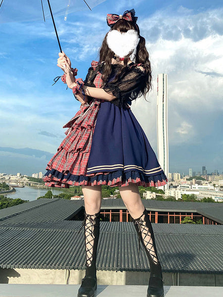 Idol Declaration Lolita JSK Two Tone Plaid Jumper Skirts Mssza