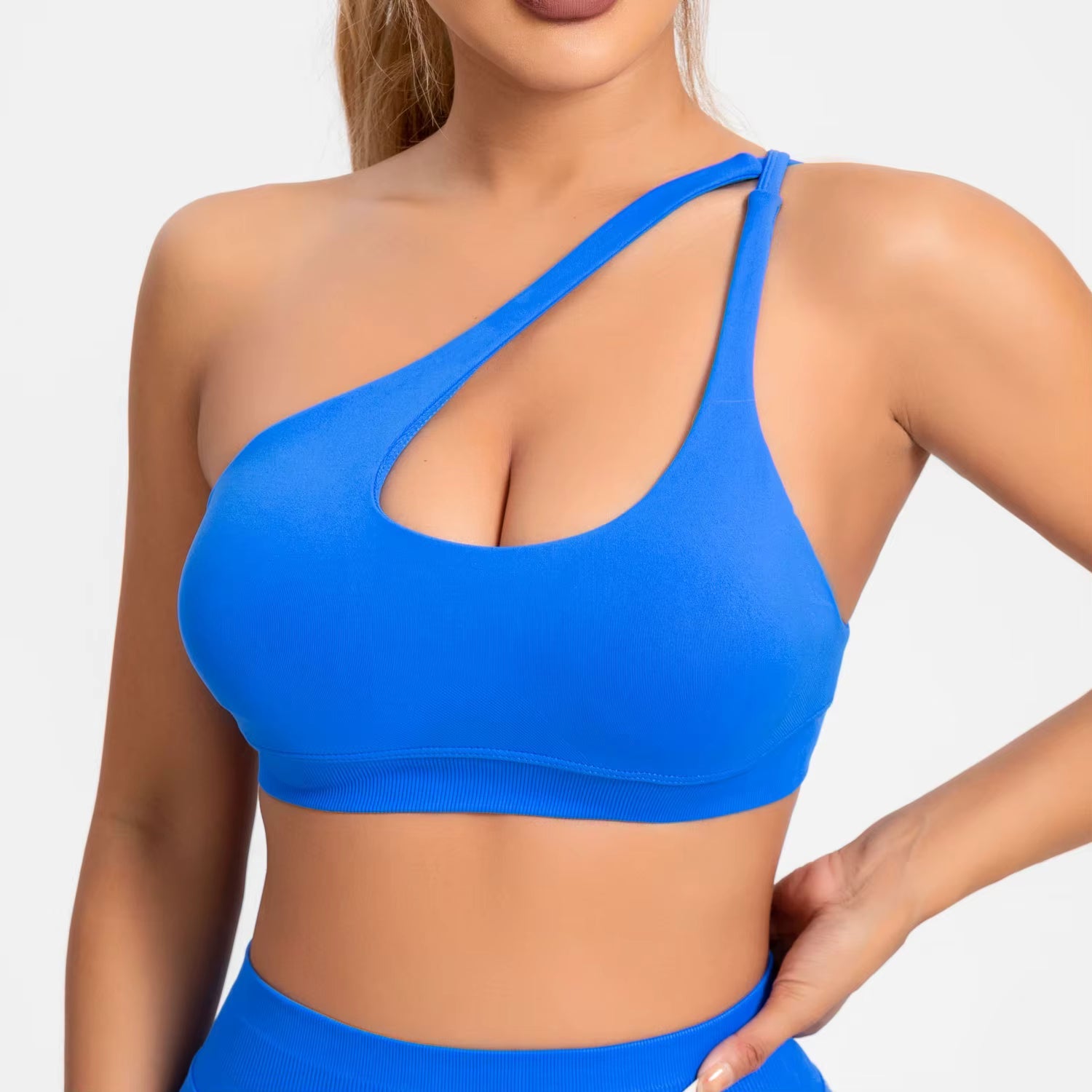 Casual Impact Asymmetric Nylon Backless Halter Fitness Gym Top Mssza