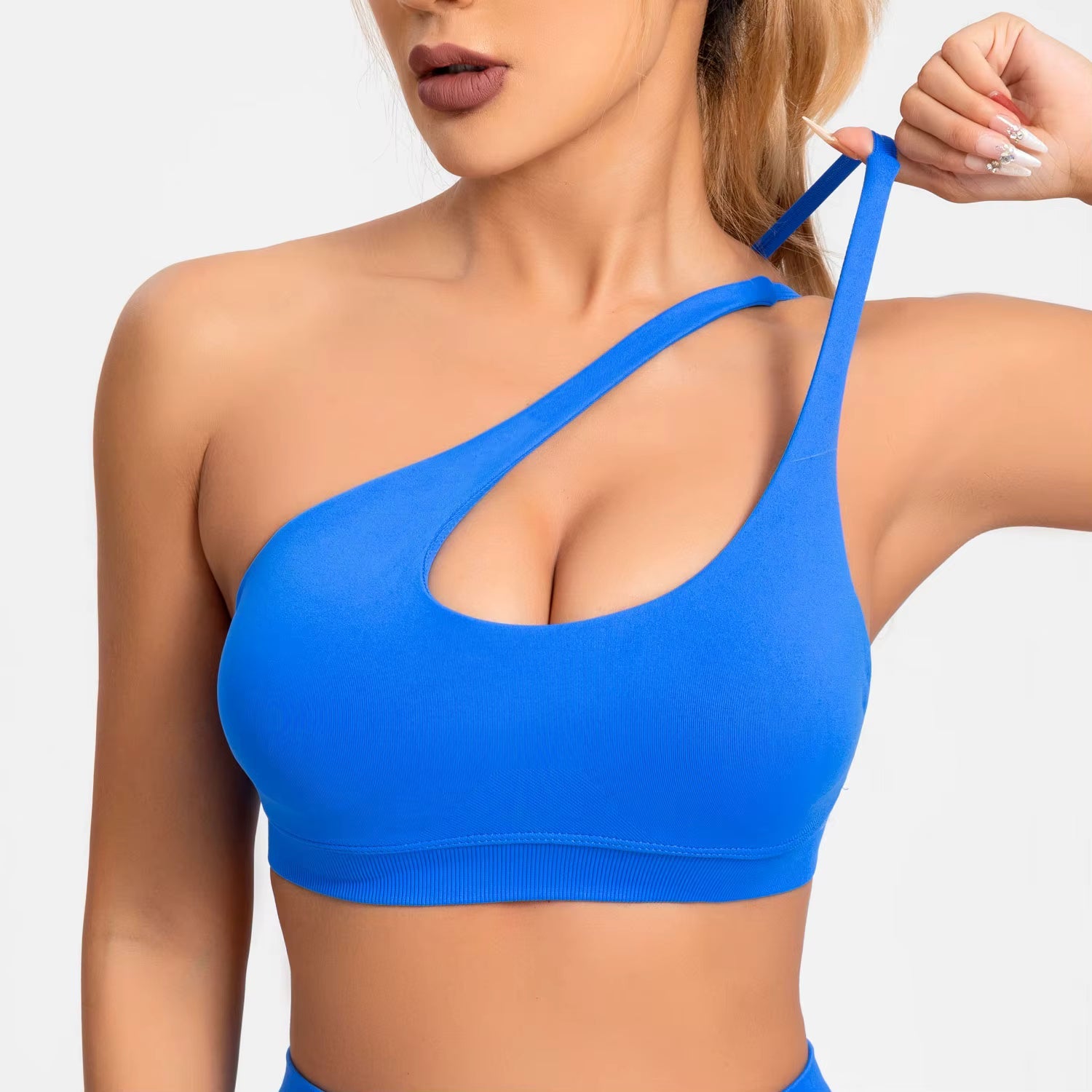 Casual Impact Asymmetric Nylon Backless Halter Fitness Gym Top Mssza