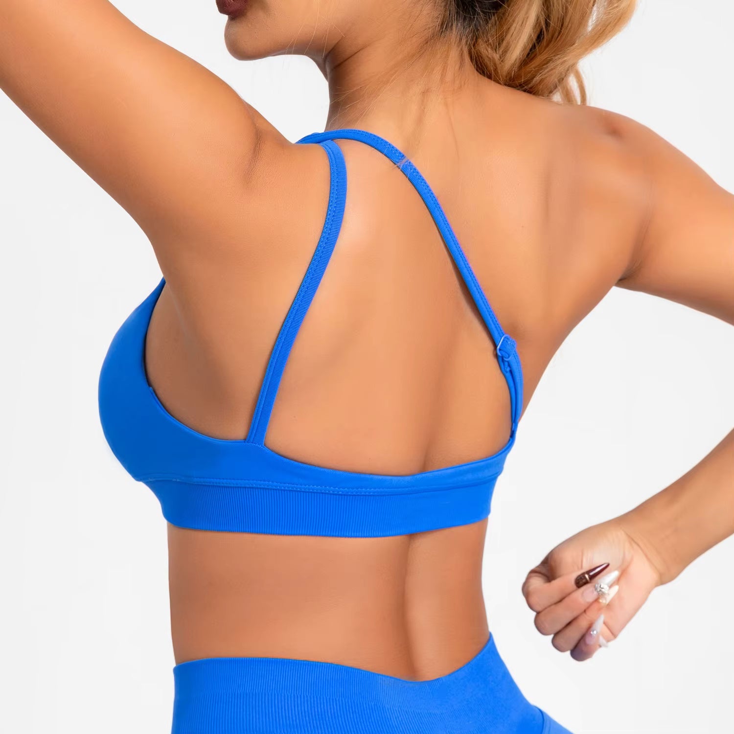 Casual Impact Asymmetric Nylon Backless Halter Fitness Gym Top Mssza