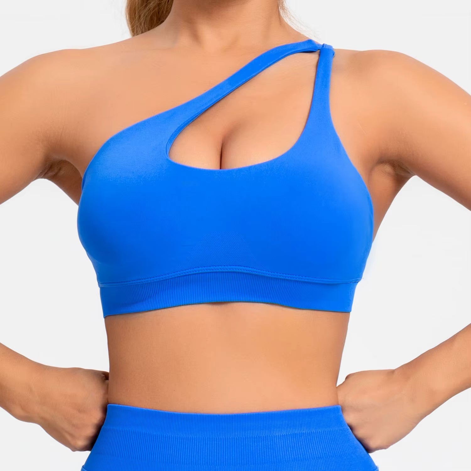 Casual Impact Asymmetric Nylon Backless Halter Fitness Gym Top Mssza