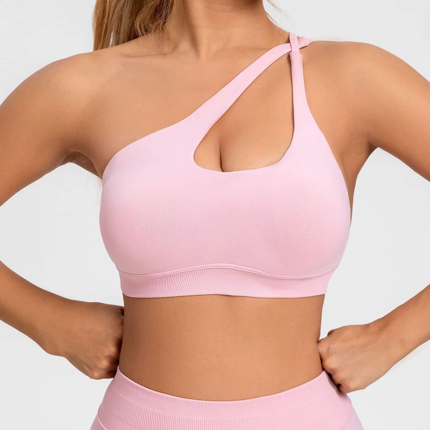 Casual Impact Asymmetric Nylon Backless Halter Fitness Gym Top Mssza