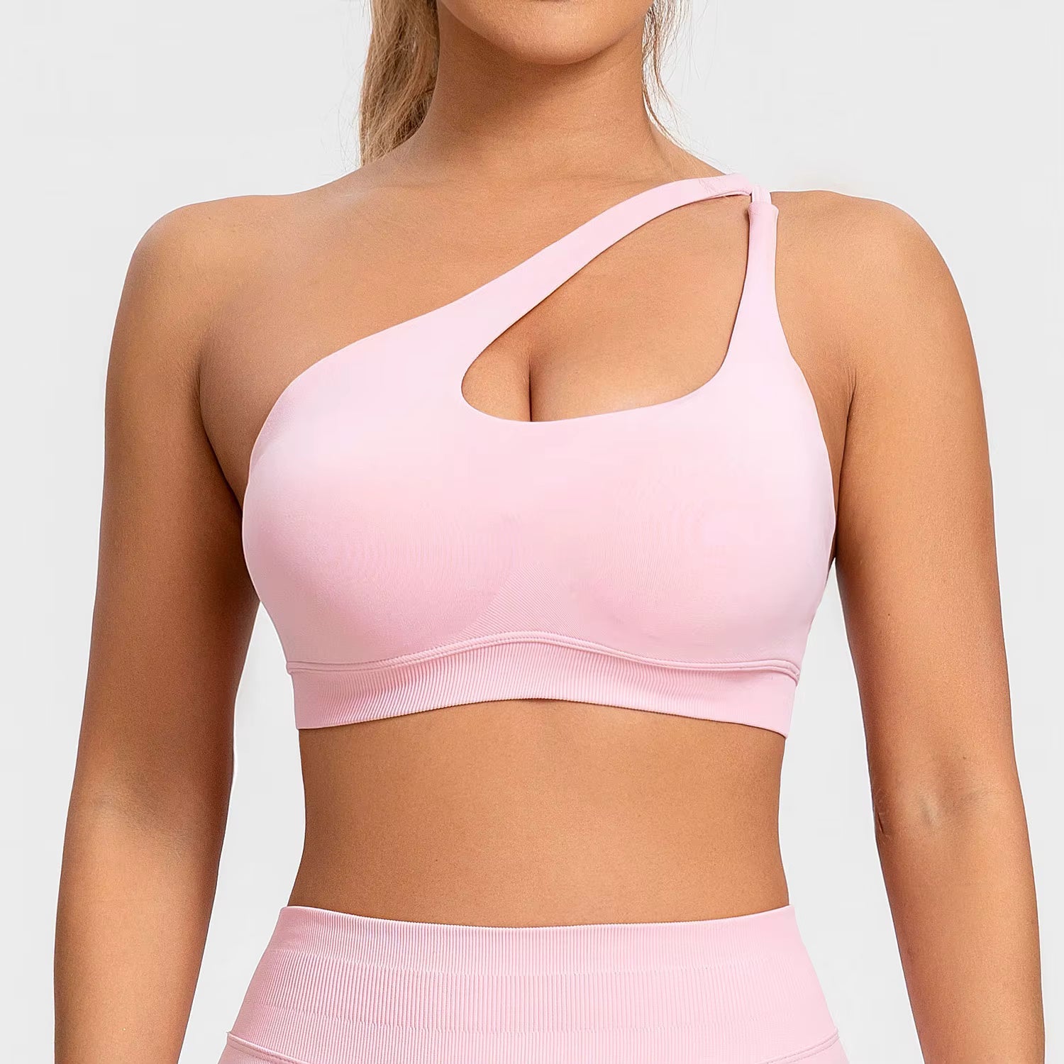 Casual Impact Asymmetric Nylon Backless Halter Fitness Gym Top Mssza