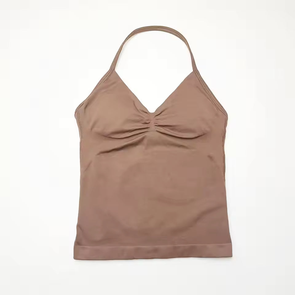 Elegant Impact Longline Strappy Open Back Bra Running Halter Top Sports Mssza