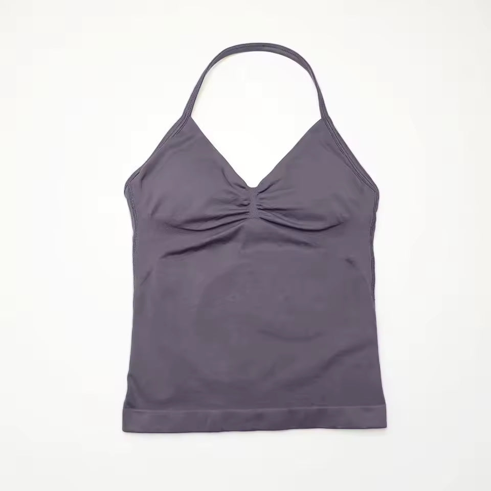 Elegant Impact Longline Strappy Open Back Bra Running Halter Top Sports Mssza