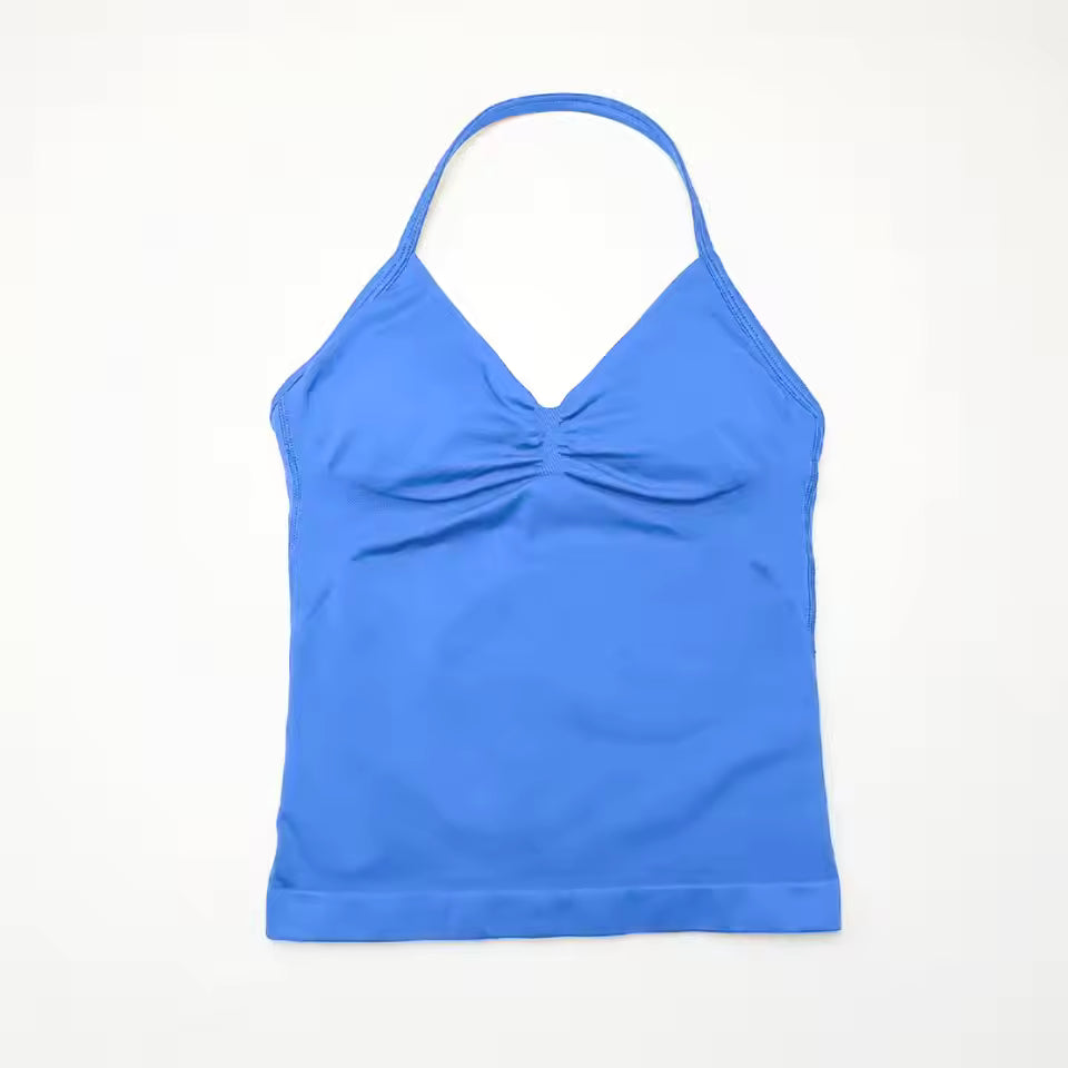 Elegant Impact Longline Strappy Open Back Bra Running Halter Top Sports Mssza