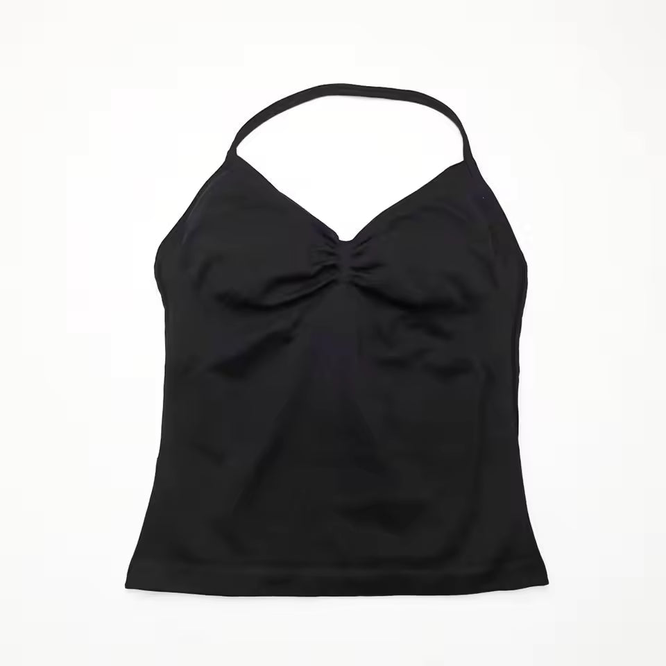 Elegant Impact Longline Strappy Open Back Bra Running Halter Top Sports Mssza