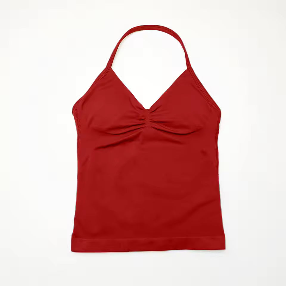 Elegant Impact Longline Strappy Open Back Bra Running Halter Top Sports Mssza