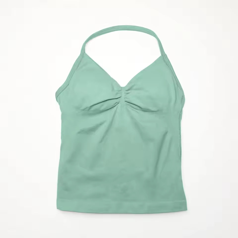 Elegant Impact Longline Strappy Open Back Bra Running Halter Top Sports Mssza