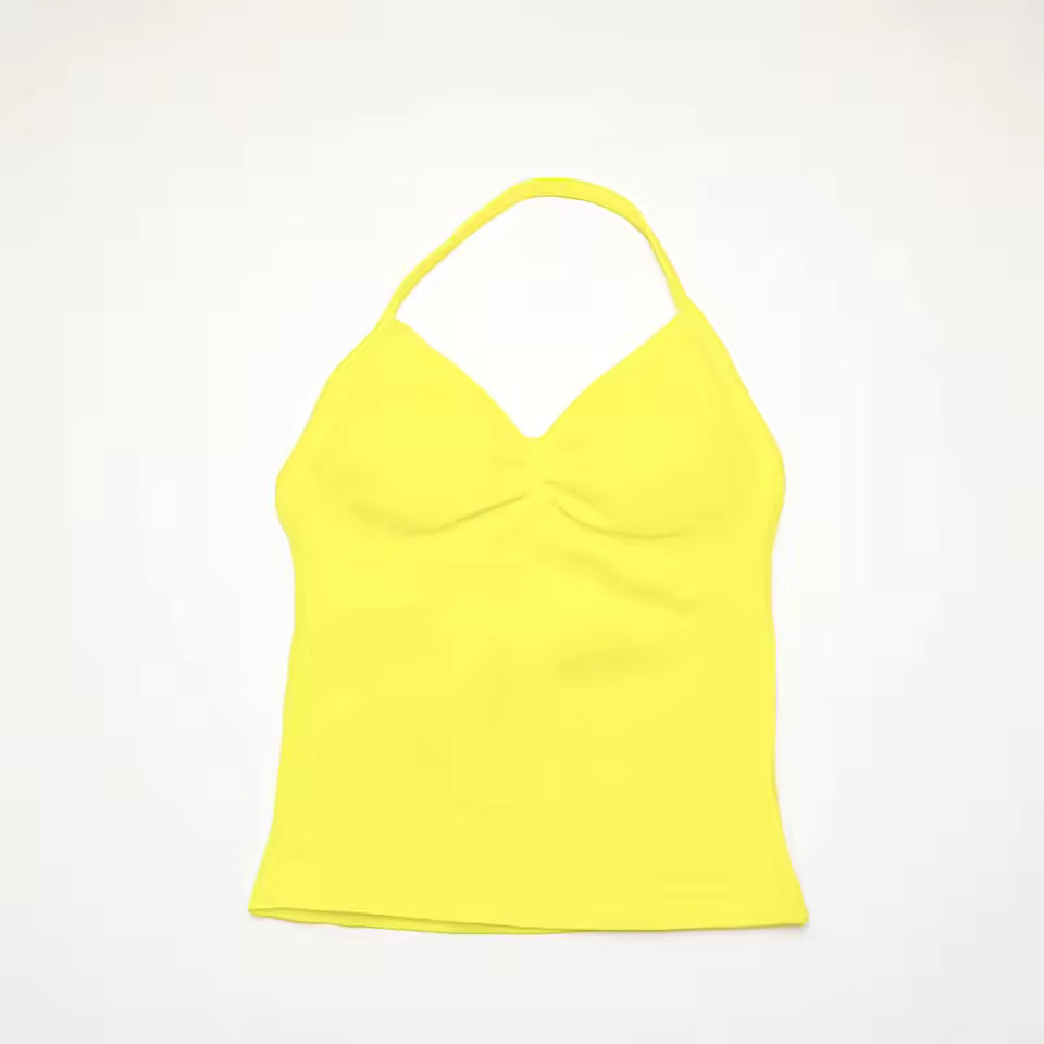 Elegant Impact Longline Strappy Open Back Bra Running Halter Top Sports Mssza