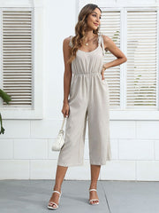 Jumpsuit Sleeveless Lace Up Polyester Cropped One Piece Mssza