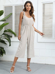 Jumpsuit Sleeveless Lace Up Polyester Cropped One Piece Mssza