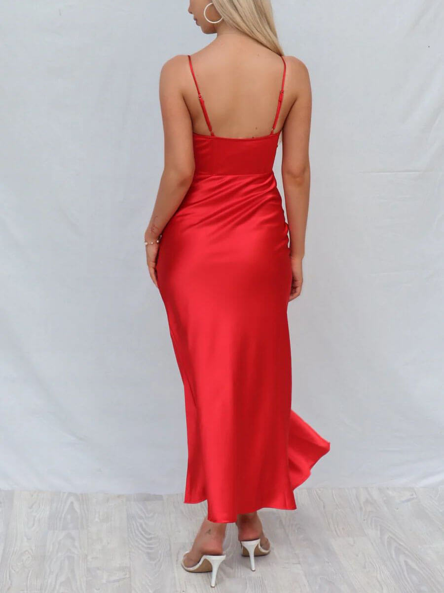 Satin Slit Midi Dresse Mssaz Desses