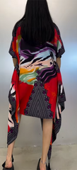 Kimono Print Coat Loose Tassels Long Dress Beach Holiday Deach Cover up Party Dresses Mssza