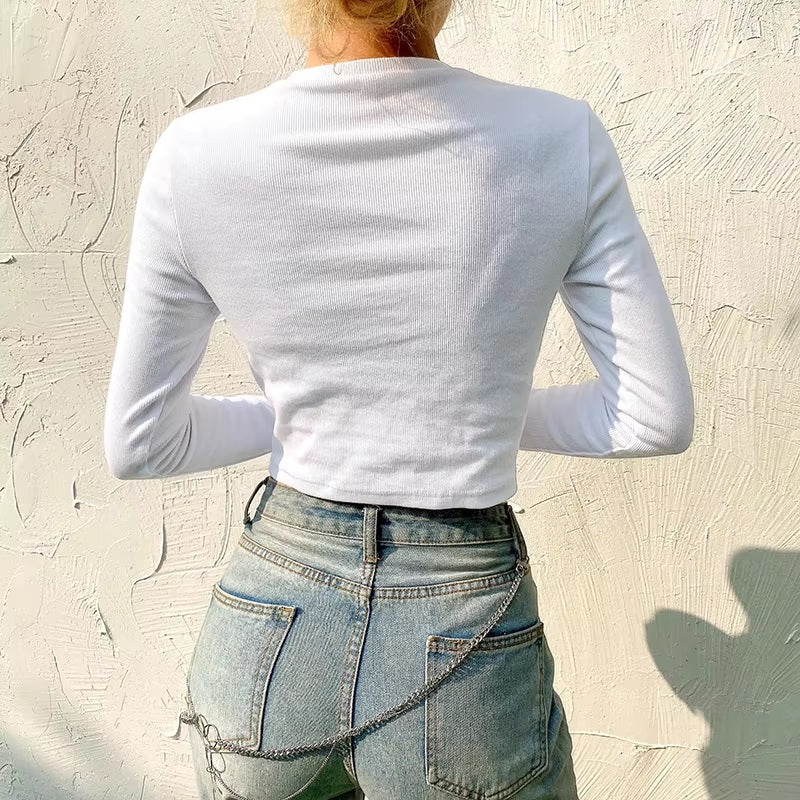 Knit Long Sleeve Wild Casual Simple T Shirts Mssza