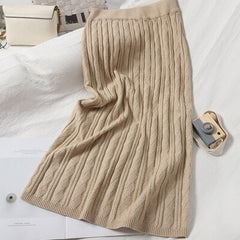 Knitted Slim High Waist Elastic Body con Street wear Sweater Skirt Mssza