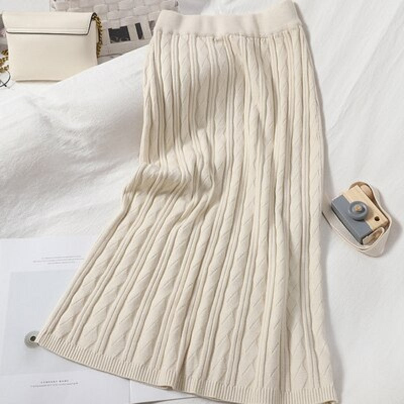 Knitted Slim High Waist Elastic Body con Street wear Sweater Skirt Mssza