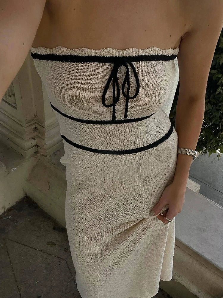 Strapless Sleeveless Backless Slim Y2K Chic Elegant Knitted  Party Dresses Maxi Dress Mssaz Desses