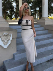 Strapless Sleeveless Backless Slim Y2K Chic Elegant Knitted  Party Dresses Maxi Dress Mssaz Desses