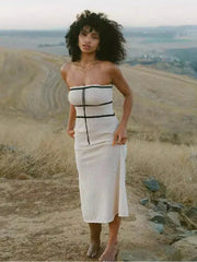 Strapless Sleeveless Backless Slim Y2K Chic Elegant Knitted  Party Dresses Maxi Dress Mssaz Desses