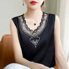 Lace Camisole Wear Loose Sleeveless Satin Office Lady Tops Mssza
