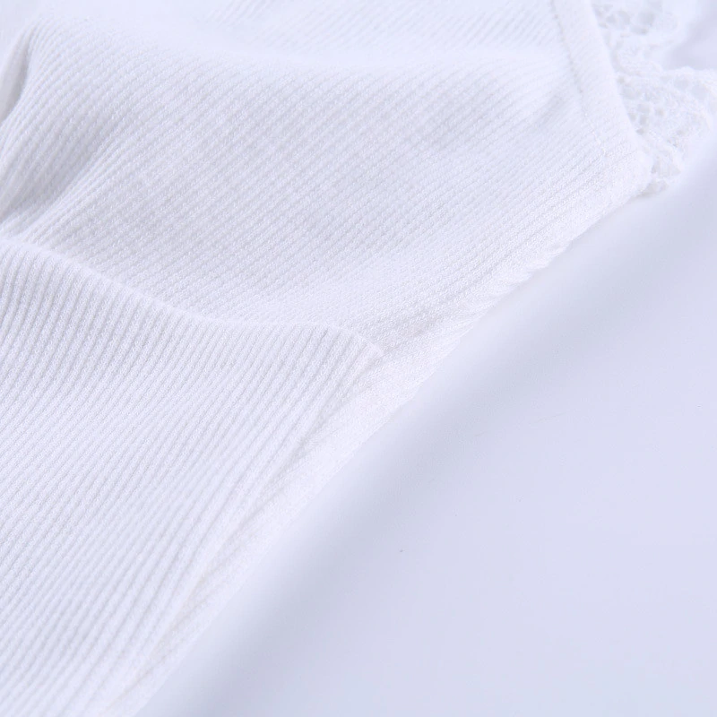Lace Cotton V-neck Crop Tops Mssza