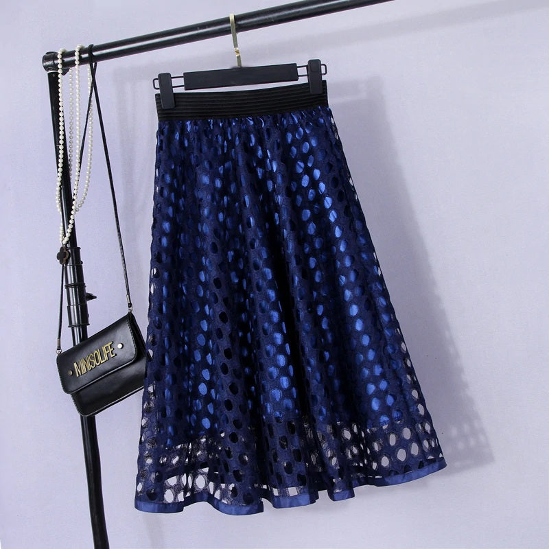Lace Stiching Midi Party Skirt Mssza