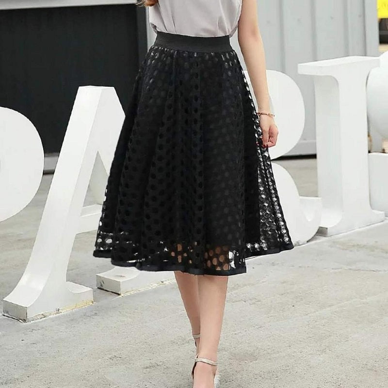 Lace Stiching Midi Party Skirt Mssza