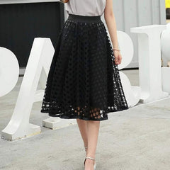 Lace Stiching Midi Party Skirt Mssza