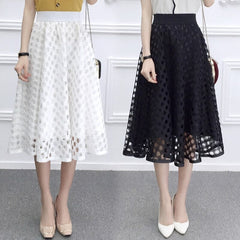 Lace Stiching Midi Party Skirt Mssza
