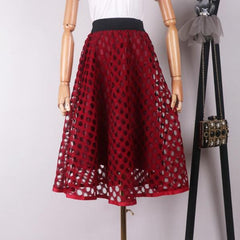 Lace Stiching Midi Party Skirt Mssza