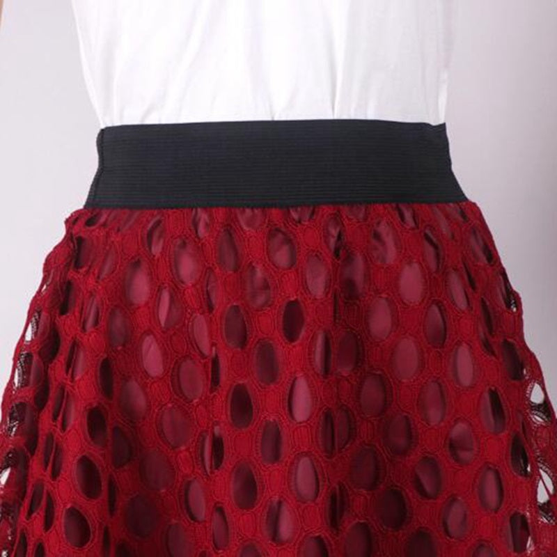 Lace Stiching Midi Party Skirt Mssza