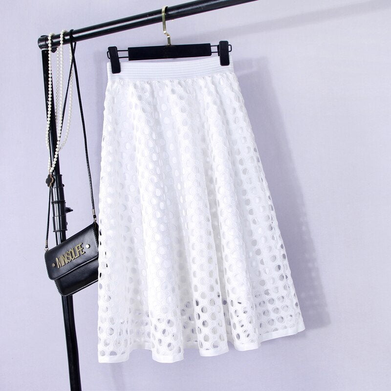 Lace Stiching Midi Party Skirt Mssza