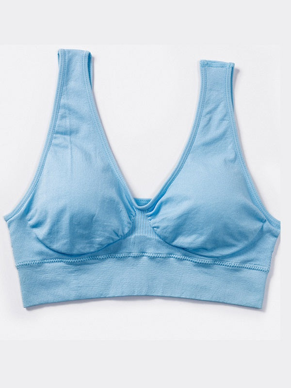 Lace Trim Solid Wire Free Sports Tank Top Mssza