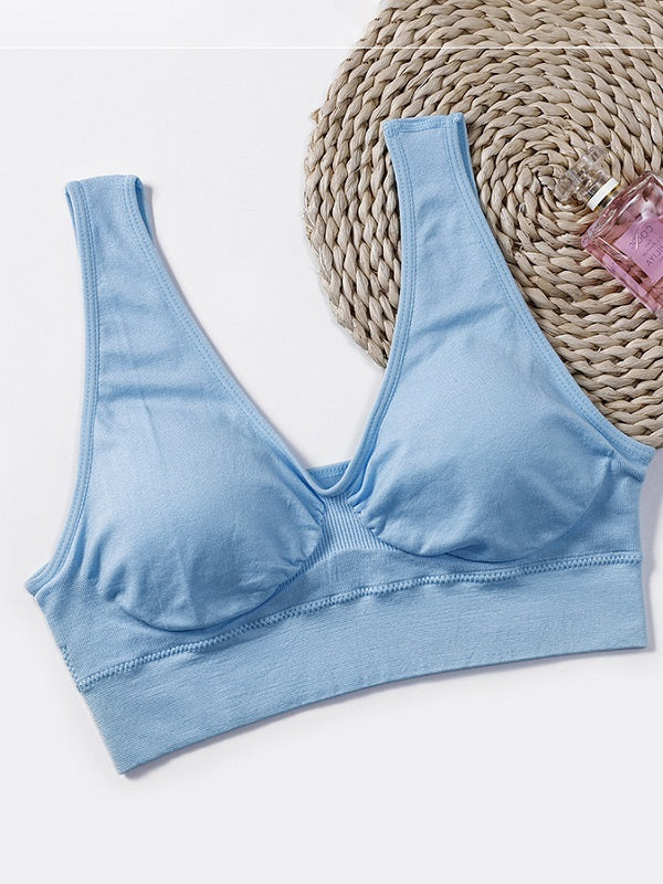 Lace Trim Solid Wire Free Sports Tank Top Mssza