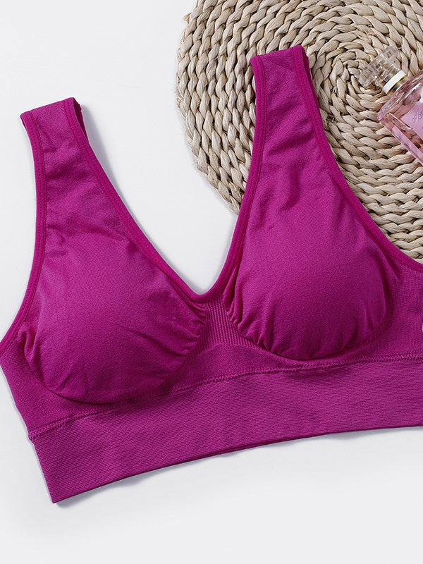 Lace Trim Solid Wire Free Sports Tank Top Mssza