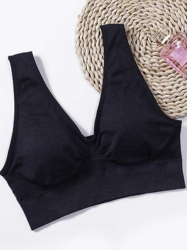 Lace Trim Solid Wire Free Sports Tank Top Mssza