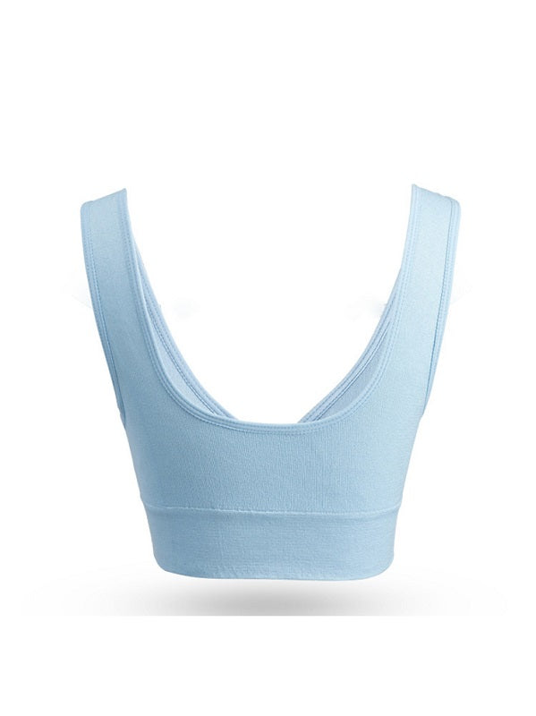 Lace Trim Solid Wire Free Sports Tank Top Mssza