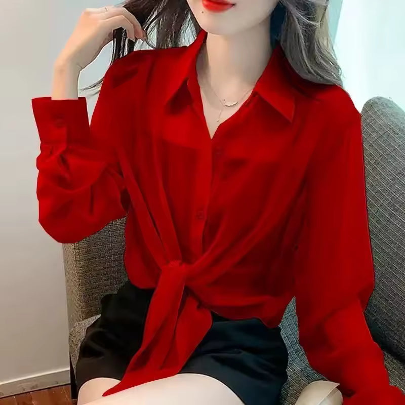 Lace Up Cardigan Long Sleeve Sun Protection Air Plus Size Chiffon Shirt Top Mssza