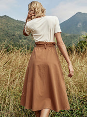Lace Up Cotton Mid calf Length Bottoms Skirt Mssza